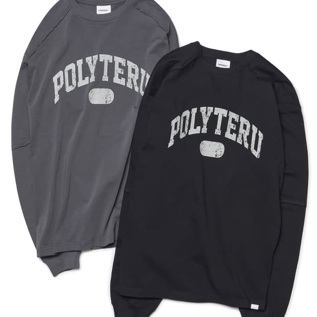 (새상품)(L) 노매뉴얼 폴리테루 콜라보 롱 슬리브 긴팔 CHARCOAL