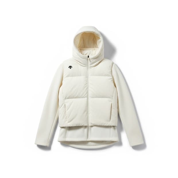 데상트 화이트 후드 패딩 자켓 M