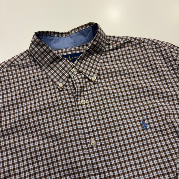 [L] 폴로 랄프로렌 코튼 체크 셔츠 브라운 C939