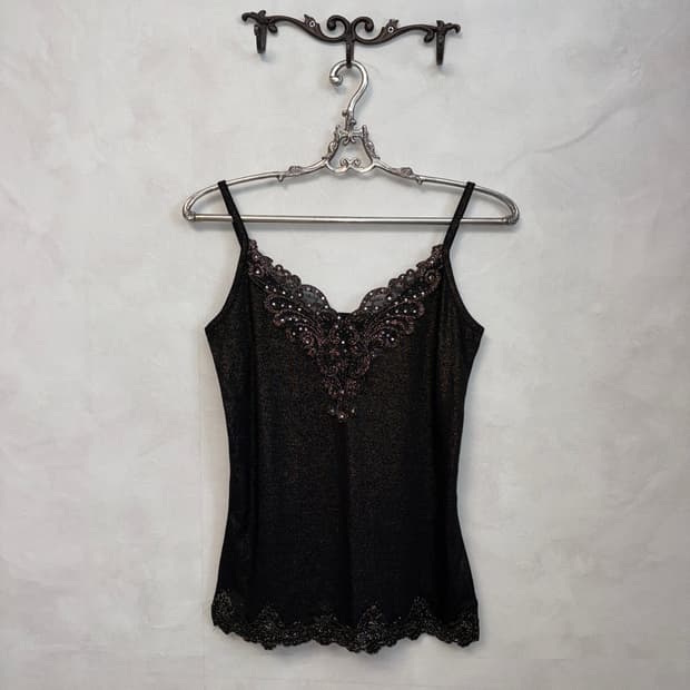 Black gold fairy lace cubic sleeveless