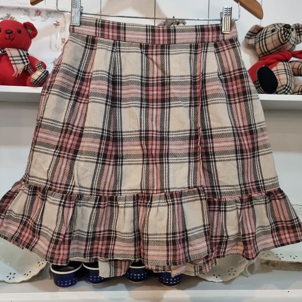 체크 프릴 스커트