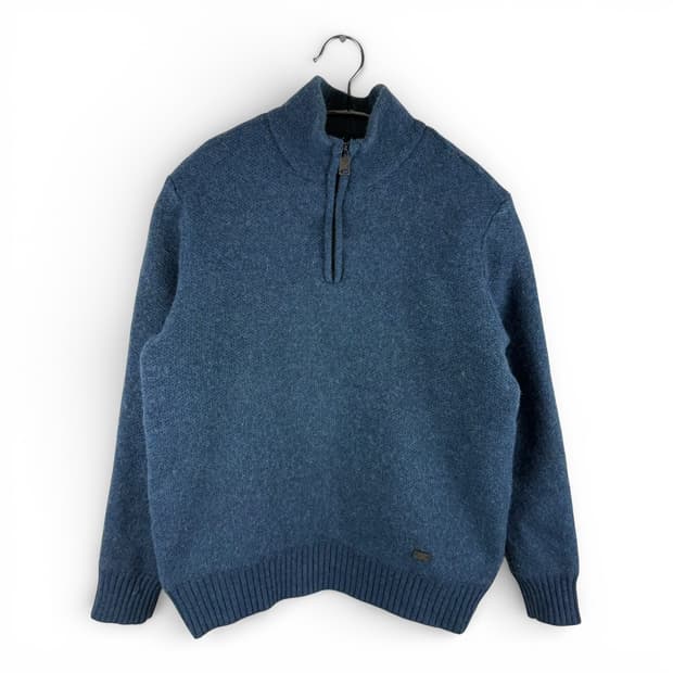 100) 핸리코튼 우먼스 하프집 울 니트 블루