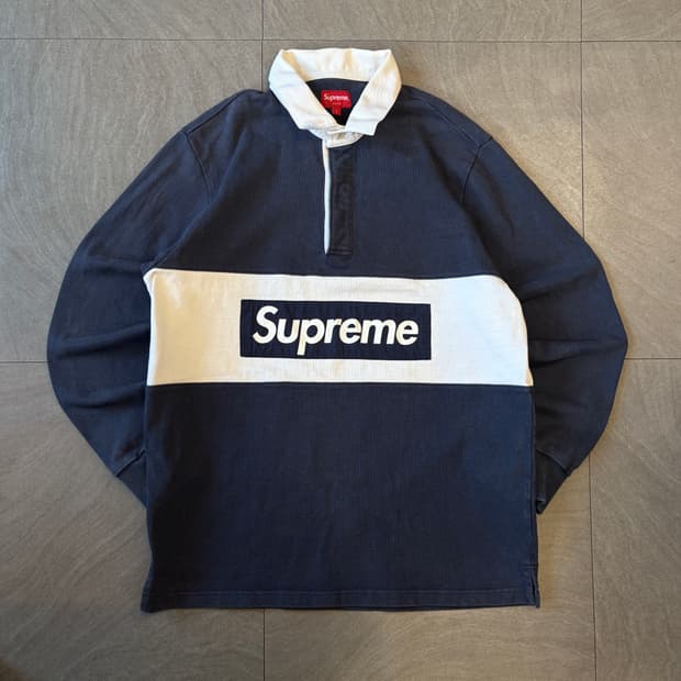 15Fw 슈프림 정품 네이비 럭비티 스웻셔츠