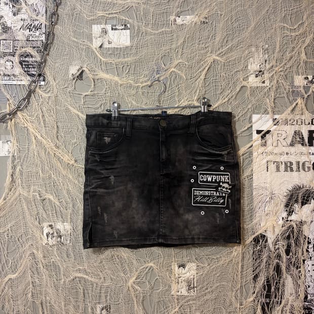 Grunge Washing damage Mini Skirt