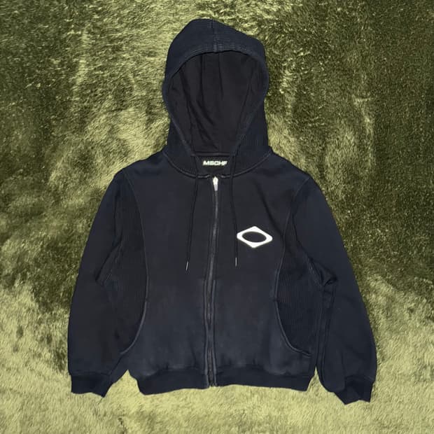 [M] MSCHF 미스치프 와플 믹스드 패널 후드 집업 블랙