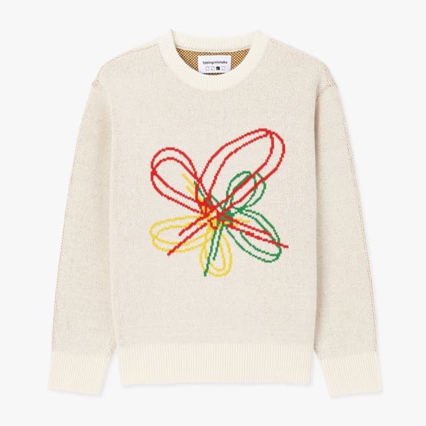 타이핑 미스테이크 러브 픽셀 니트 아이보리