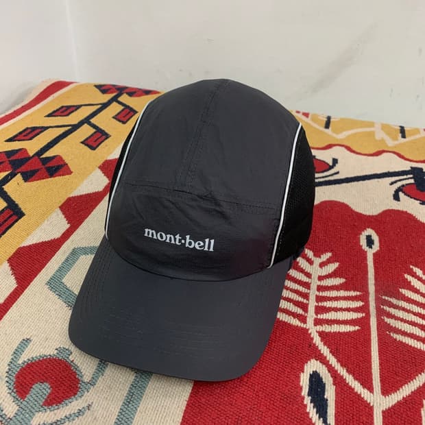 L MONT BELL 몽벨 러닝 메쉬캡 모자 다크 그레이