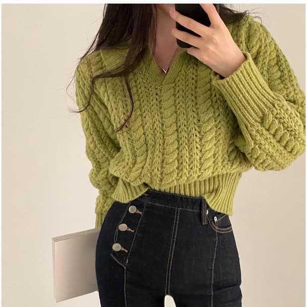 크림치즈 마켓 제티 카라 니트