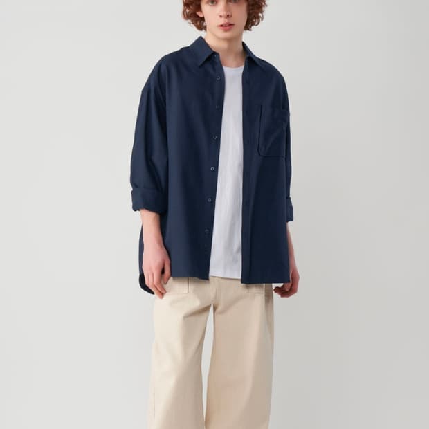 언탭트스튜디오_오버핏 옥스포드 셔츠_네이비M