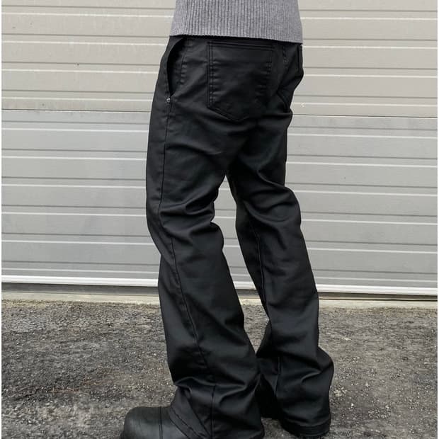 코팅 블랙 플레어 팬츠