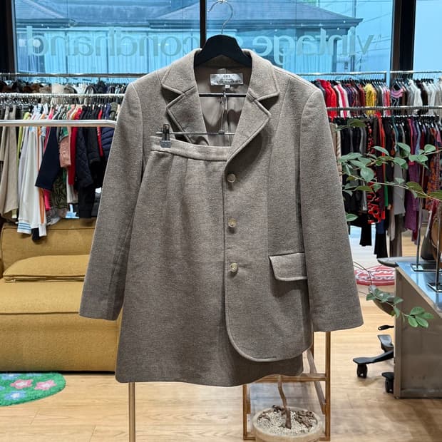 발렌시아가 브라운 울 블레이저 셋업