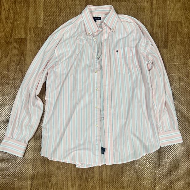 타미힐피거 빈티지 핑크 스트라이프 셔츠