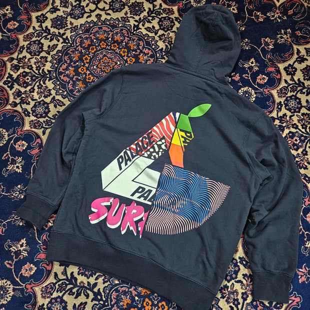 팔라스(PALACE) 믹스업 네이비 후드 티셔츠 L size