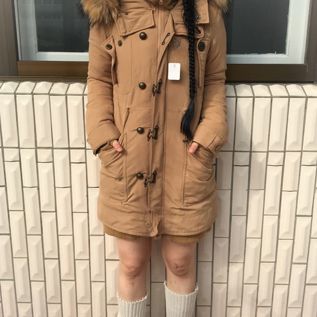 Raccoon fur hood filed jacket