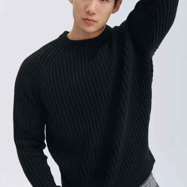 나인제트 헤비코튼 크루넥 머슬 니트