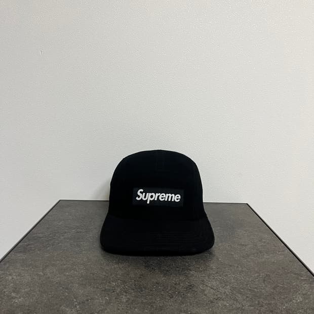 슈프림 와플 블랙 박스로고 캠프캡 모자