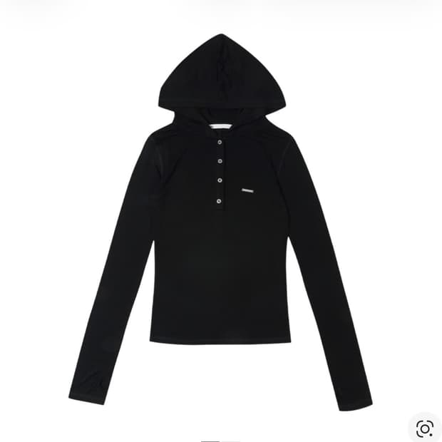 보헤미안 서울 후드 버튼 워머 티셔츠 블랙