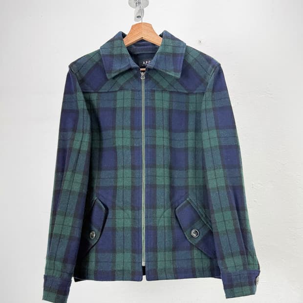 아페쎄 타탄 플래드 해링턴 체크 울 자켓
