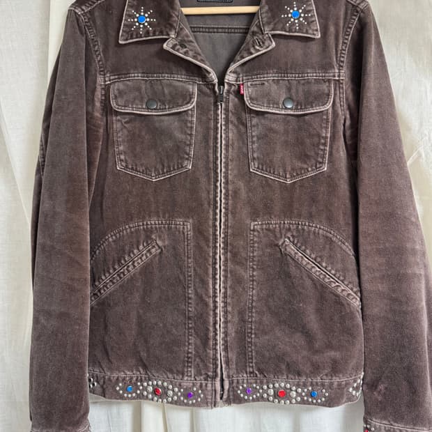 넘버나인 / 03aw 잼스톤 스터드 비즈 트러커 자켓 / 2