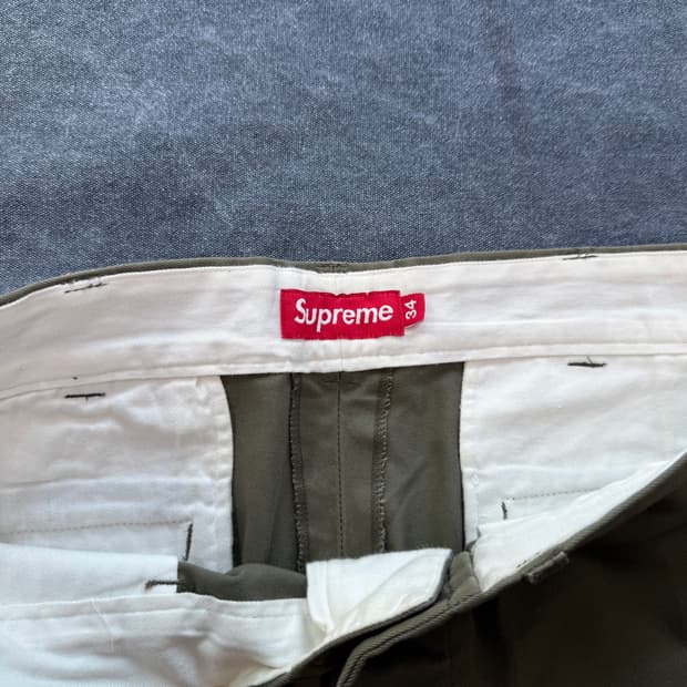 (34) 슈프림 올리브 치노 팬츠