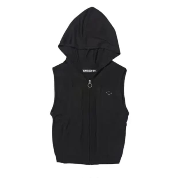 미스치프 롬버스 후드 니트 조끼