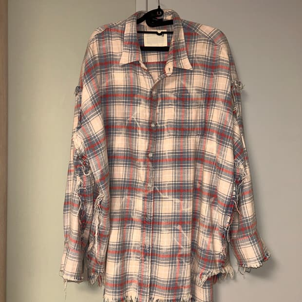 R13 shredded seam drop neck shirts