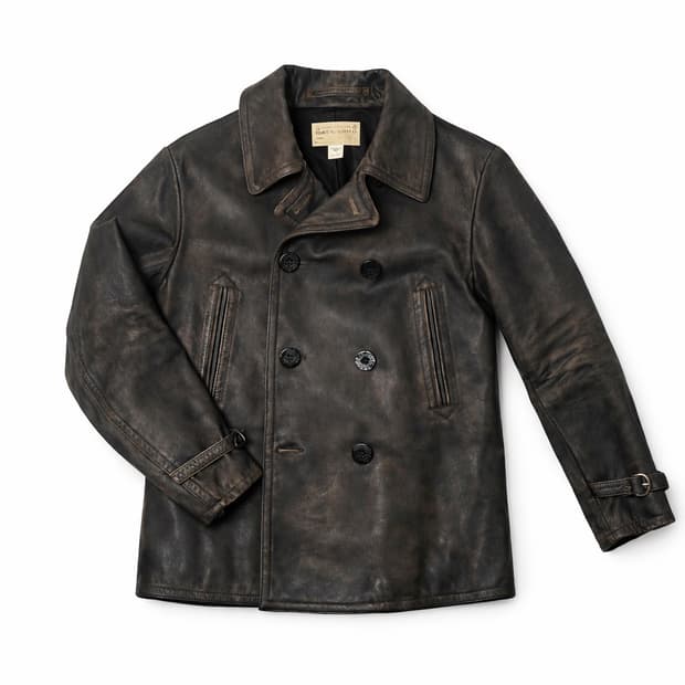 RRL 더블알엘 버팔로 레더 피코트 