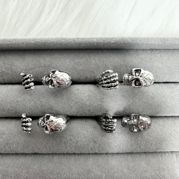 고스펑크 해골 반지