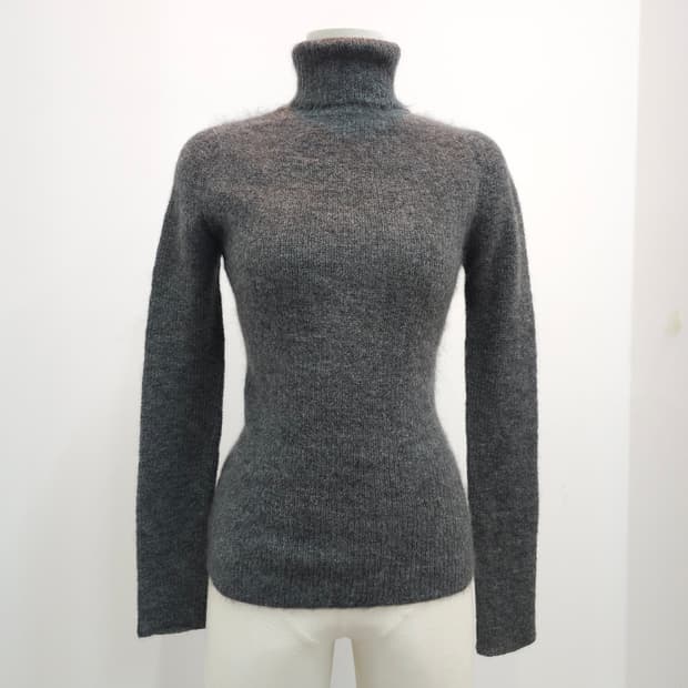 모헤어 차콜 터틀넥 목폴라 골지 슬림핏 니트