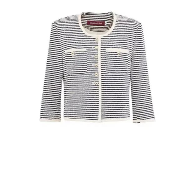 카디널레드 스트라이프 가디건 네이비 S