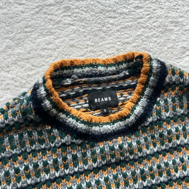 빔즈 multi jacquard crewneck 헤비울 니트 