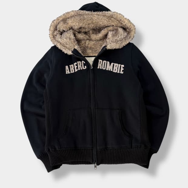 아베크롬비 00‘s 울프죠 딥네이비 투웨이 스웻 후드집업