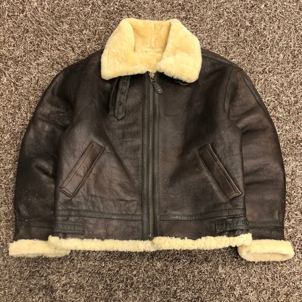 빈티지 B-3 양가죽 양털 시어링 레더 가죽 무스탕 자켓