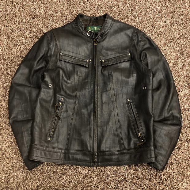 빈티지 양가죽 바이커 레더 가죽 자켓