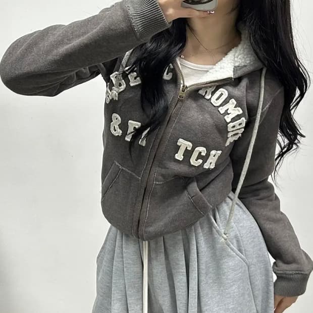 아베크롬비 y2k 양털 울프죠 스웻 후드집업 희귀져지(M)