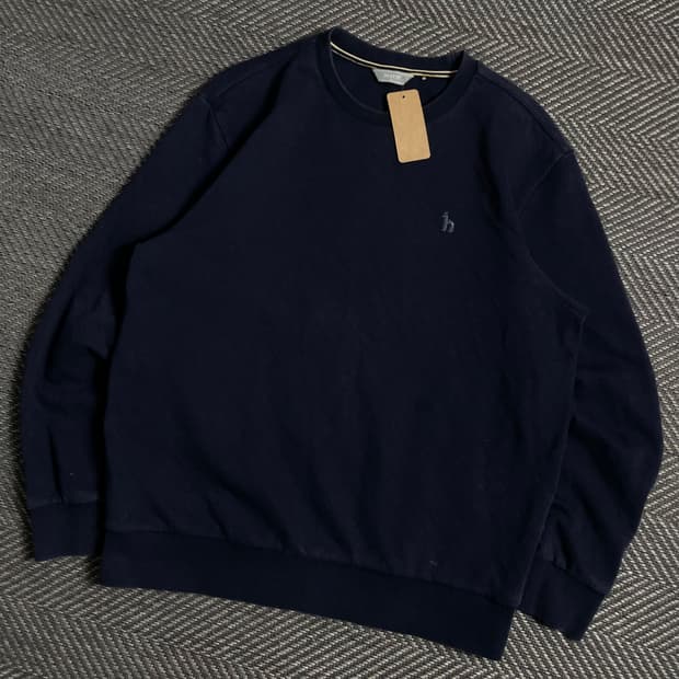 HAZZYS 자수로고 패턴 맨투맨 네이비y 4820