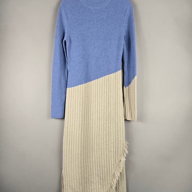 [무료배송]앤더슨벨 M 울100 요안 컬러 블로킹 니트 드레스 원피스