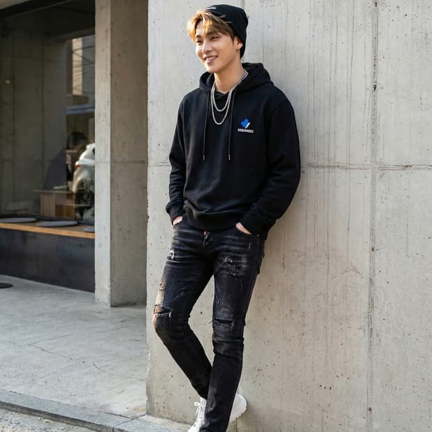 디스퀘어드2 코튼 후드 스웨트셔츠 블랙_L