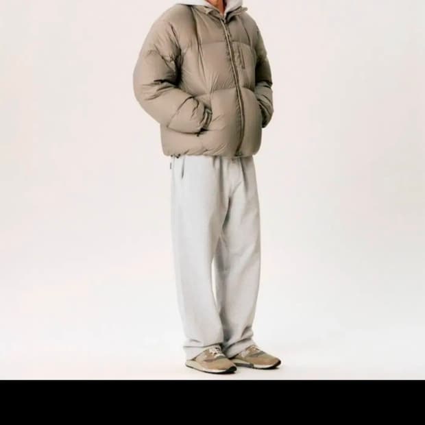 에스피오나지 웨이브 푸퍼다운 숏패딩 스톤그레이 M