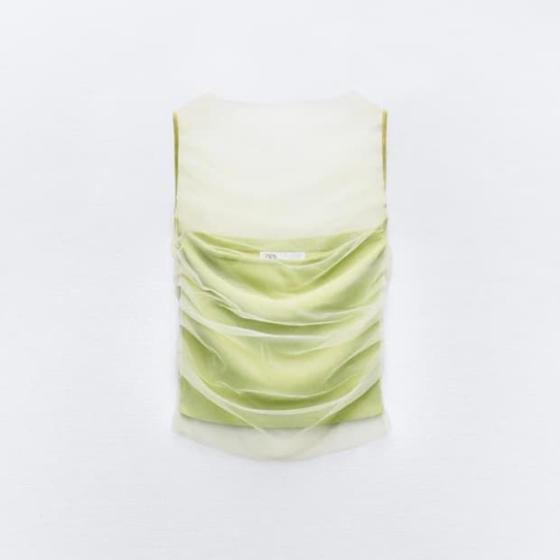 자라 튤 콤비 니트탑 라임