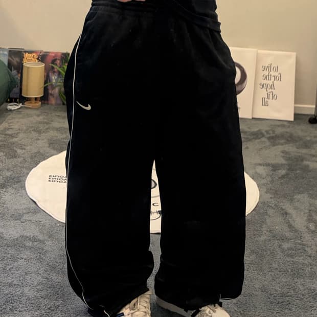90s NIKE 올드스쿨 블랙 스트라이프 져지 트랙팬츠