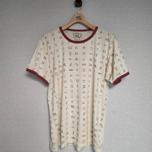 RRL 더블알엘 레터링 링거 티셔츠 L