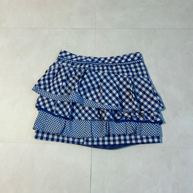 blue check skirt