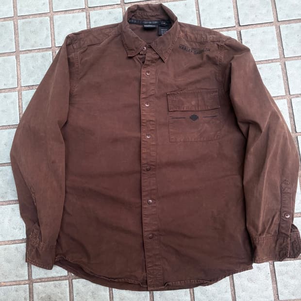 할리데이비슨 헤비 브라운 셔츠 M