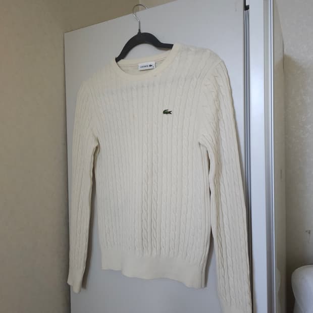 라코스테 아이보리 꽈배기 니트