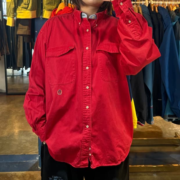 타미힐피거 90’s 레드 월계수 로고 셔츠