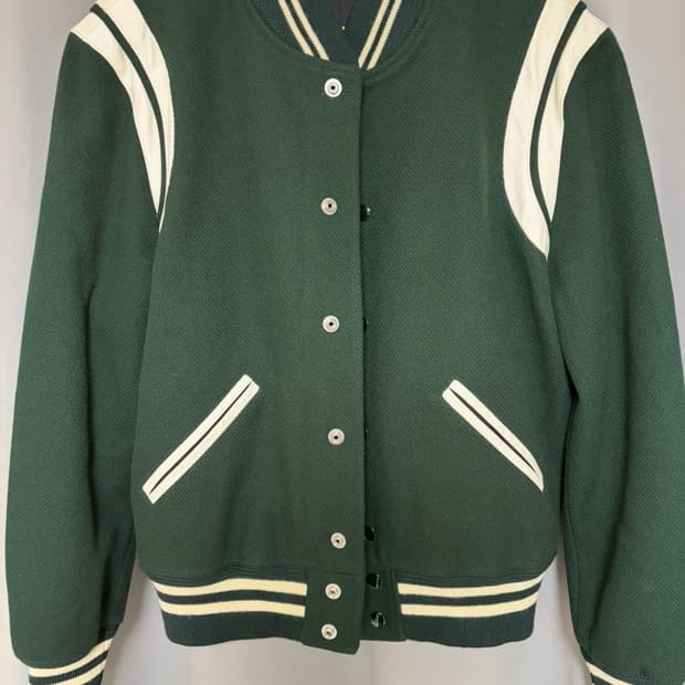 (48) 생로랑 테디 바시티 자켓 그린