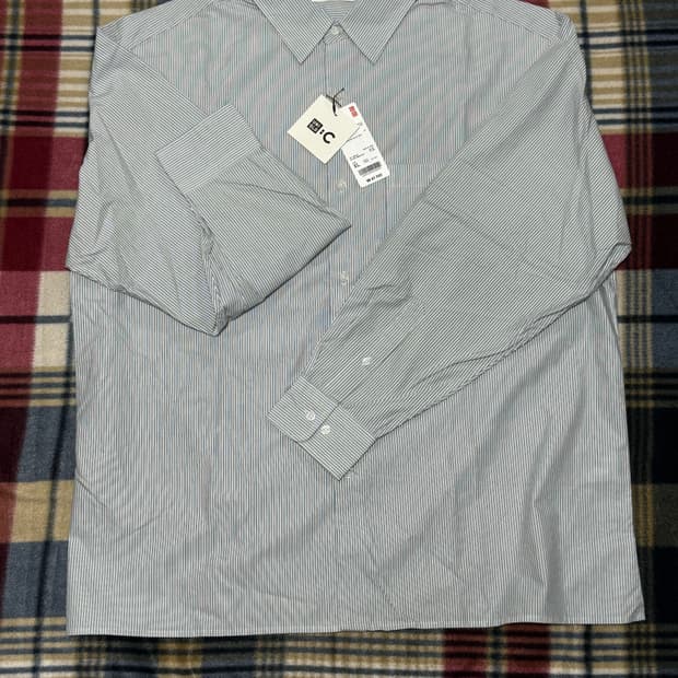 새상품) 유니클로 브로드클로스 셔츠 (블루, XL)