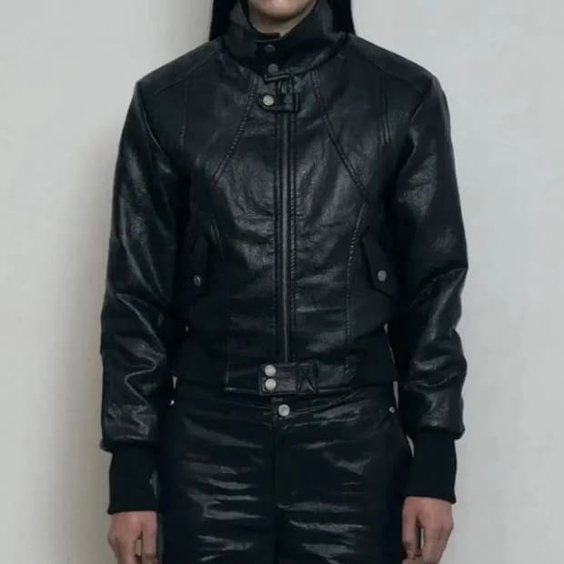 보헤미안서울 하이넥 모토 자켓 슬림핏