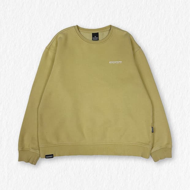 그루브라임 기모 맨투맨 겨자색